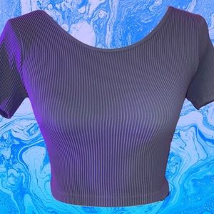 🦋Powder-blue ribbed crop top🦋
